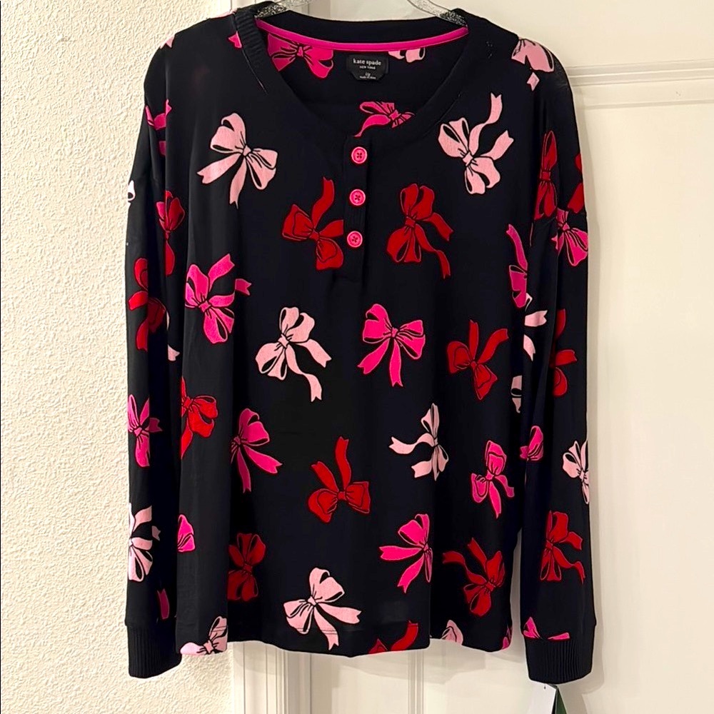 Kate Spade Lounge Set Black with Pink and Red Bows